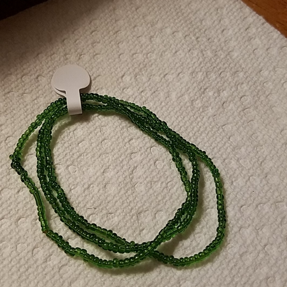 Set of 3 Green Seed Beaded 7" Bracelet